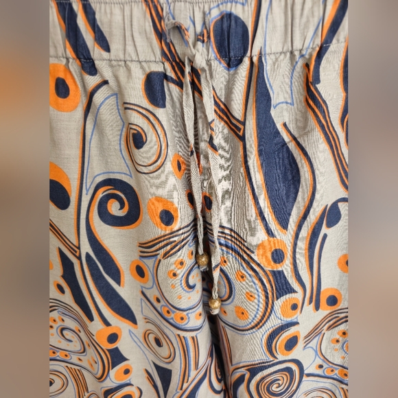 Punjammies by Sudara Abstract Fun Print Drawstring Pants Size Medium Gray Orange - Picture 5 of 17